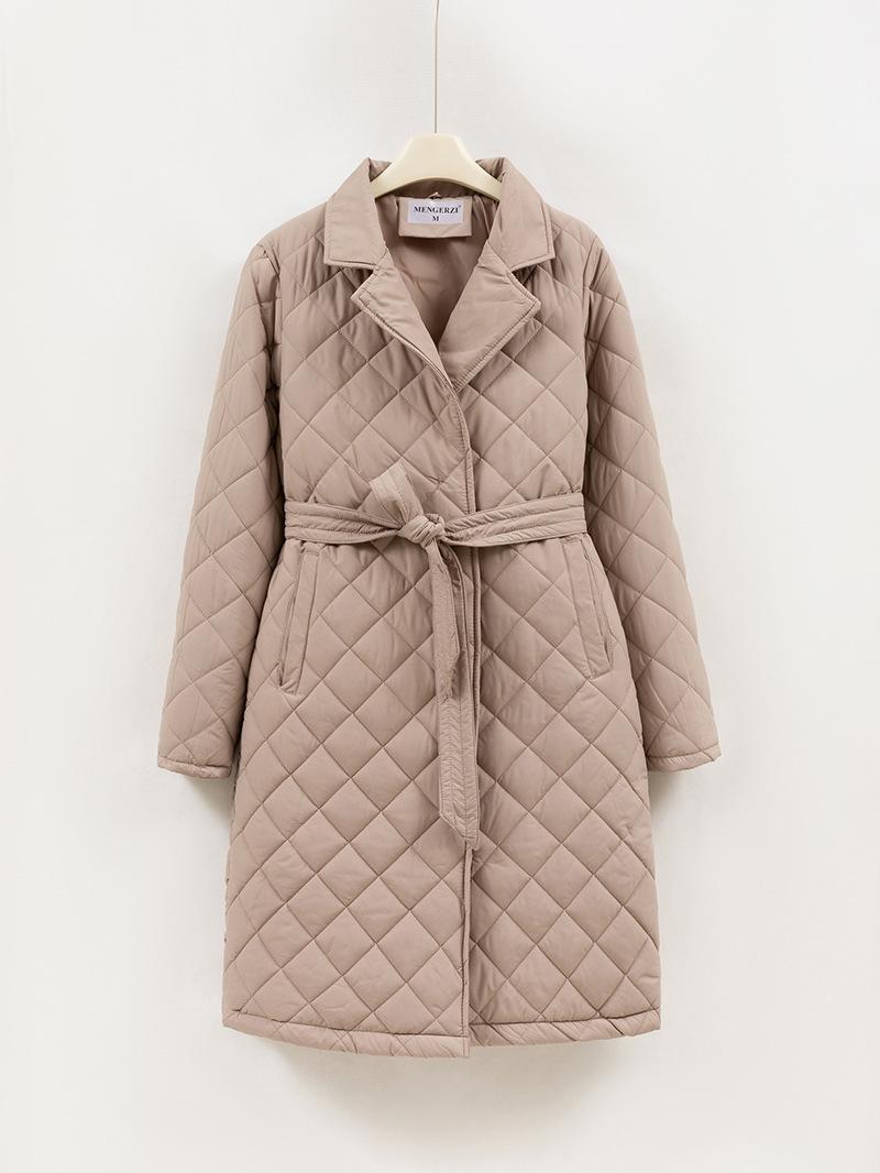 

Дизайн зимнего женского пальто, приталенная хлопковая куртка с большим воротником XL хаки