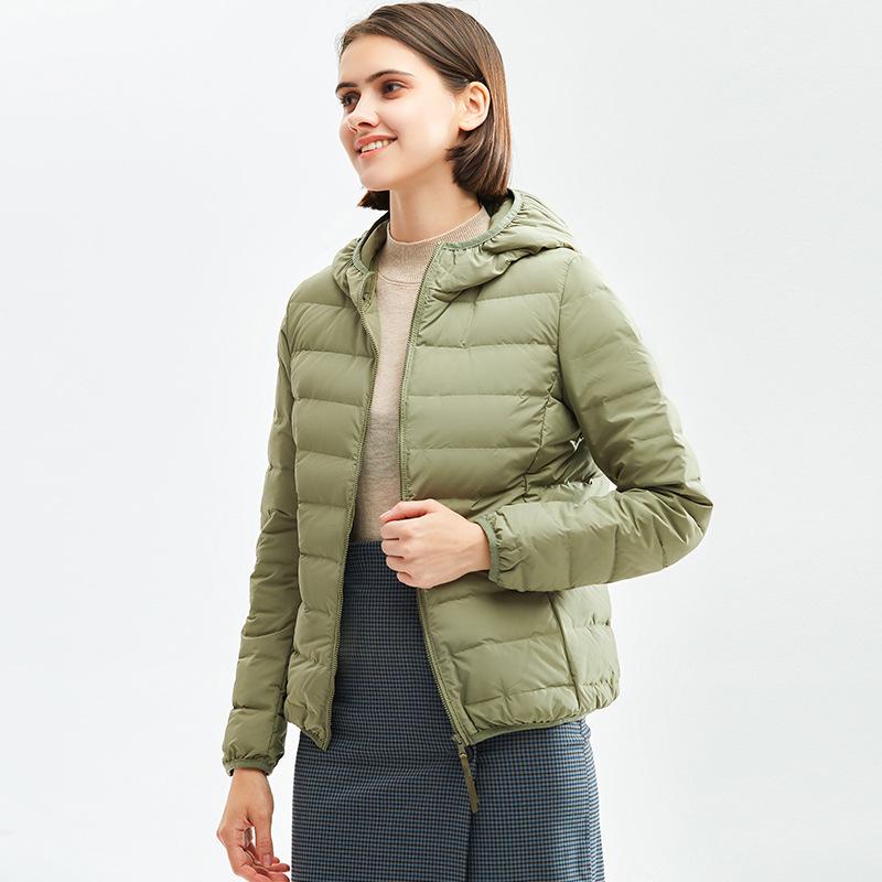 

МОДА Зима 2025 Бесшовная тканая легкая пуховая куртка женская модная корейская версия тонкая пара легкая куртка с капюшоном одежда 3XL