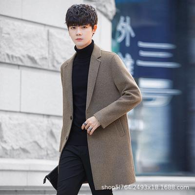 Herren Wintermantel Herren Mittellang und Lang Koreanische Version Figurbetont Wollmantel Verdickter Trenchcoat