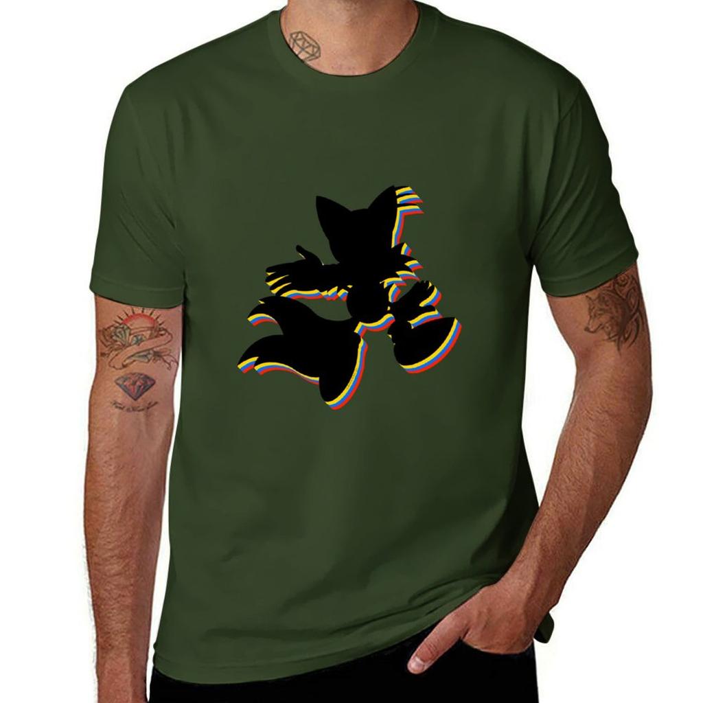 Tails Miles Prower Multi Coloured Tshirt blacks Short sleeve tee korean fashion men clothings