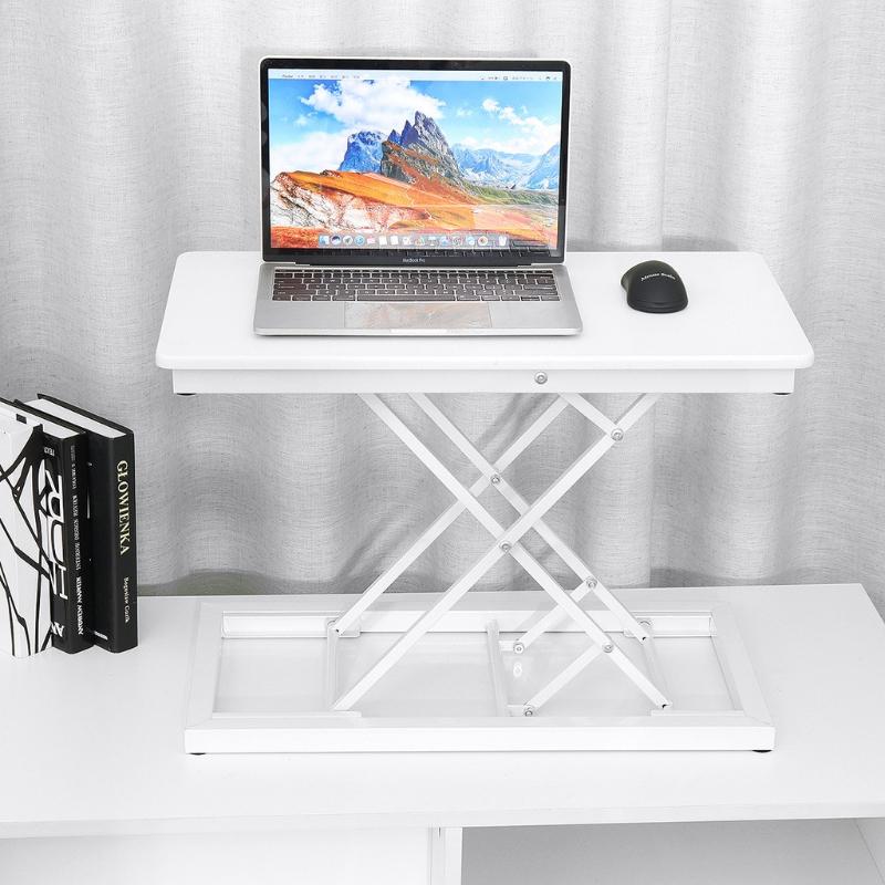50cm Black/White Height Adjustable Standing Desk Sit to Stand Foldable Lift Converter Laptop Desk Tabletop Workstation for Monitor Laptop белый