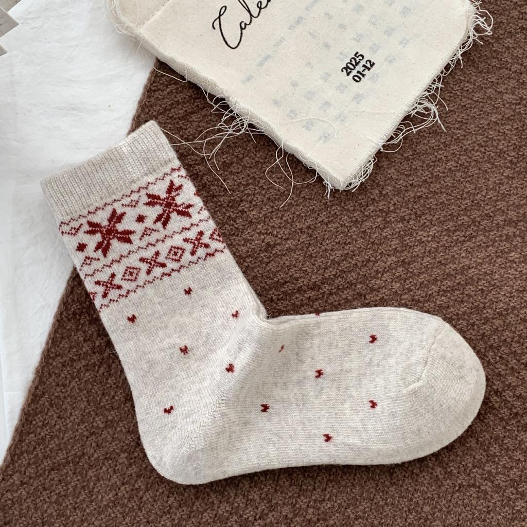 Wind Wool Socks Mid-Leg Socks Thickened And Warm Small Love Long Socks