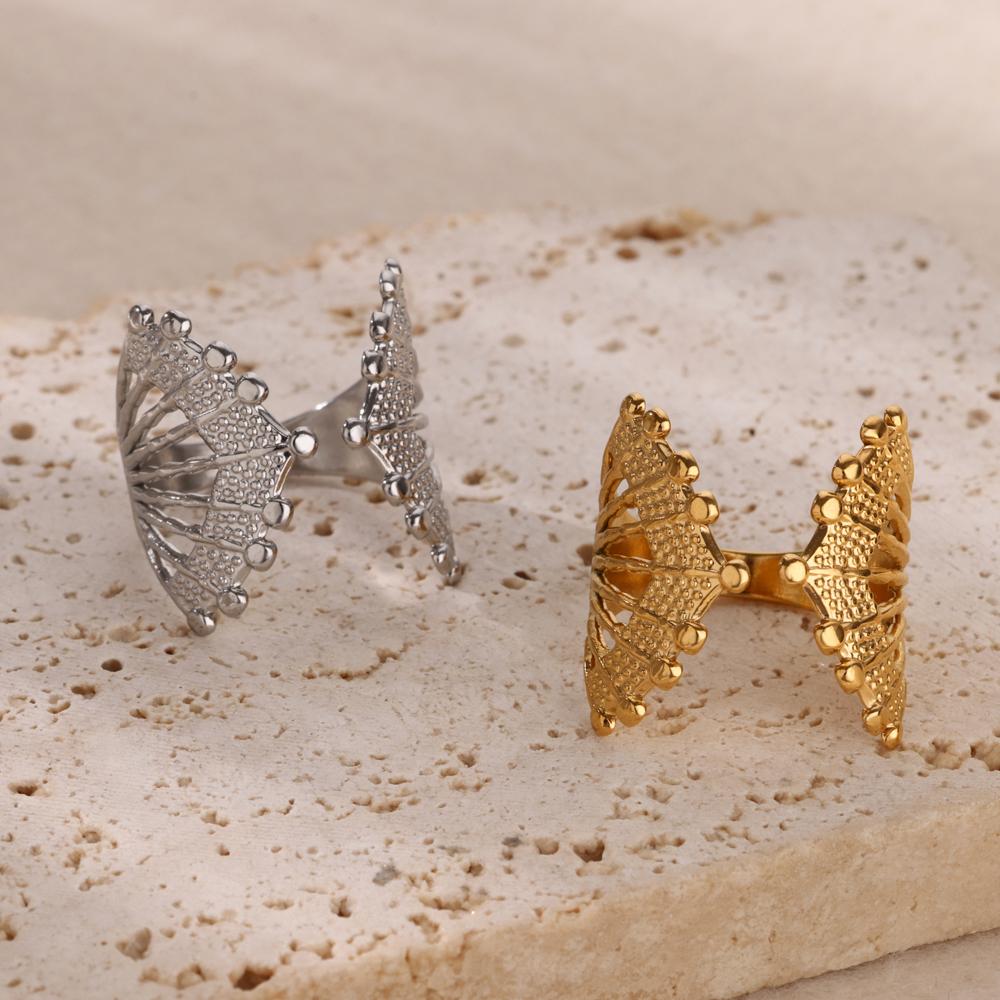 Anillos de Abrazo Geométricos Vintage para Mujer Acero Inoxidable Color Oro Anillo Ajustable Estético Boda Moda Impermeable Circonita