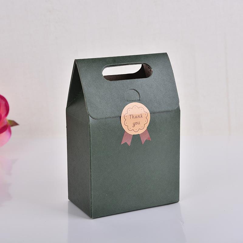 5pcs Red Blue Large Open Window Cowhide Carton Bag Kraft Handle Flap Seal Gift Box Portable Food Gift Small Color Packing Box