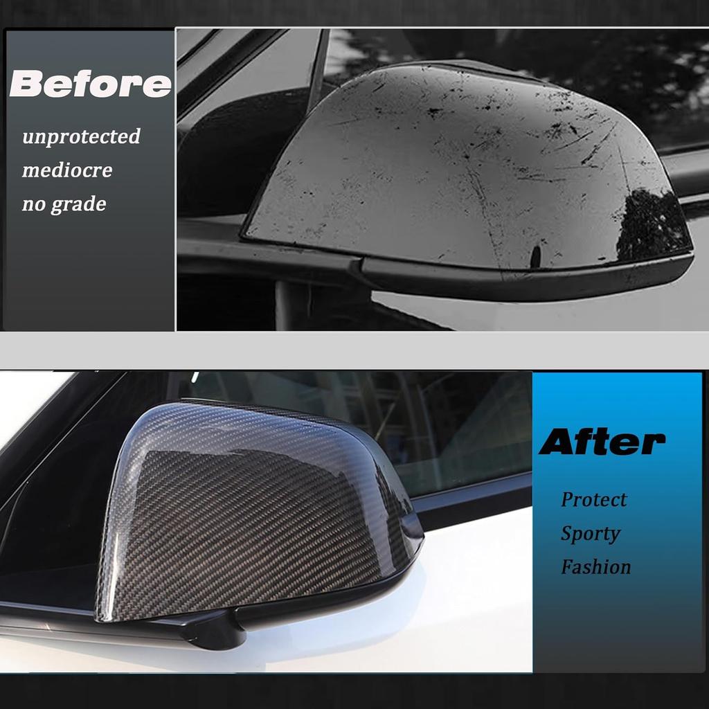 For Tesla Model Y Rearview Mirror Guard Cover, Side Mirror Cover Exterior Accessories Fit For Model Y -2024 (Model Y-Gloss Carbon Fiber Pattern)