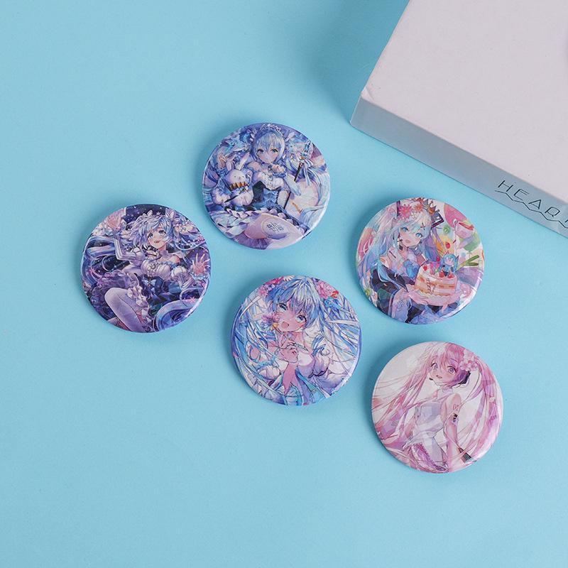 Hatsune Miku Reflective Button Badge - Anime Support Brooch for Student Backpacks and Decorations