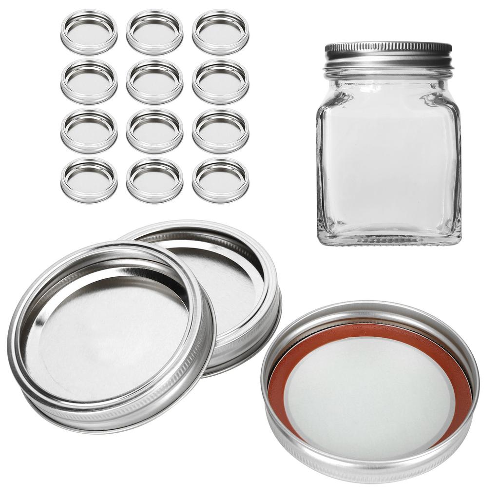 12Pcs Stainless Steel Split Type Glass Jar Lids Round Leakproof Sealing Covers Kitchen