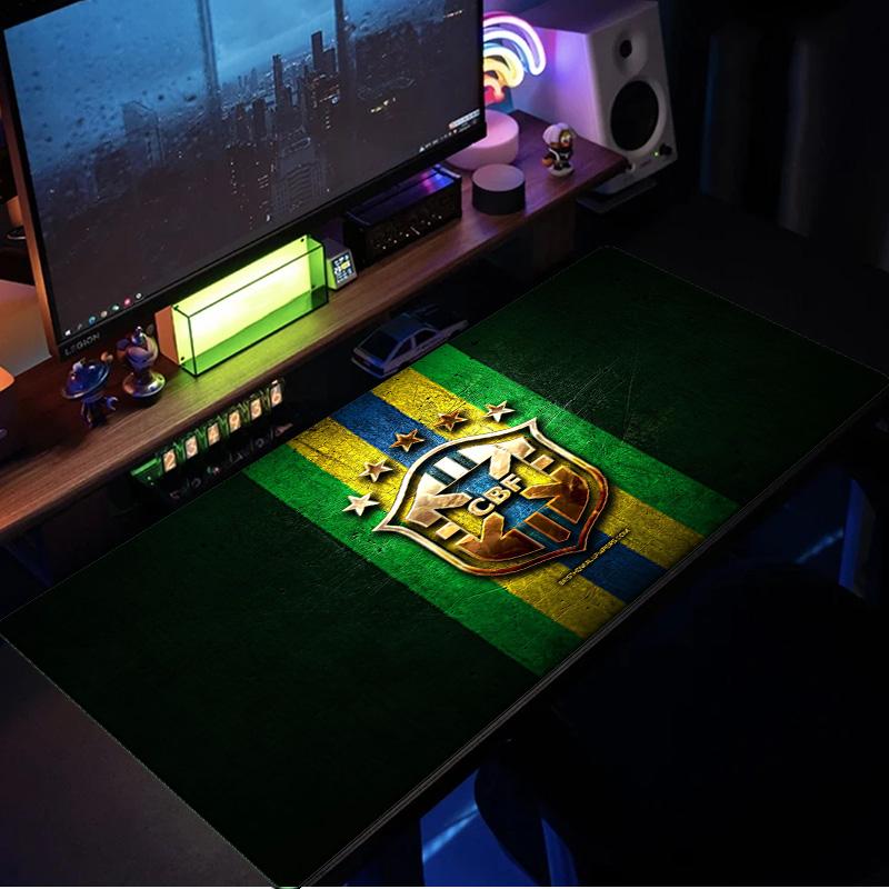 Brazilian Football Federation Emblem mouse pad, rubber base, esports desk mat, mouse pad for gamers and office use, gaming desk , easy to clean mat