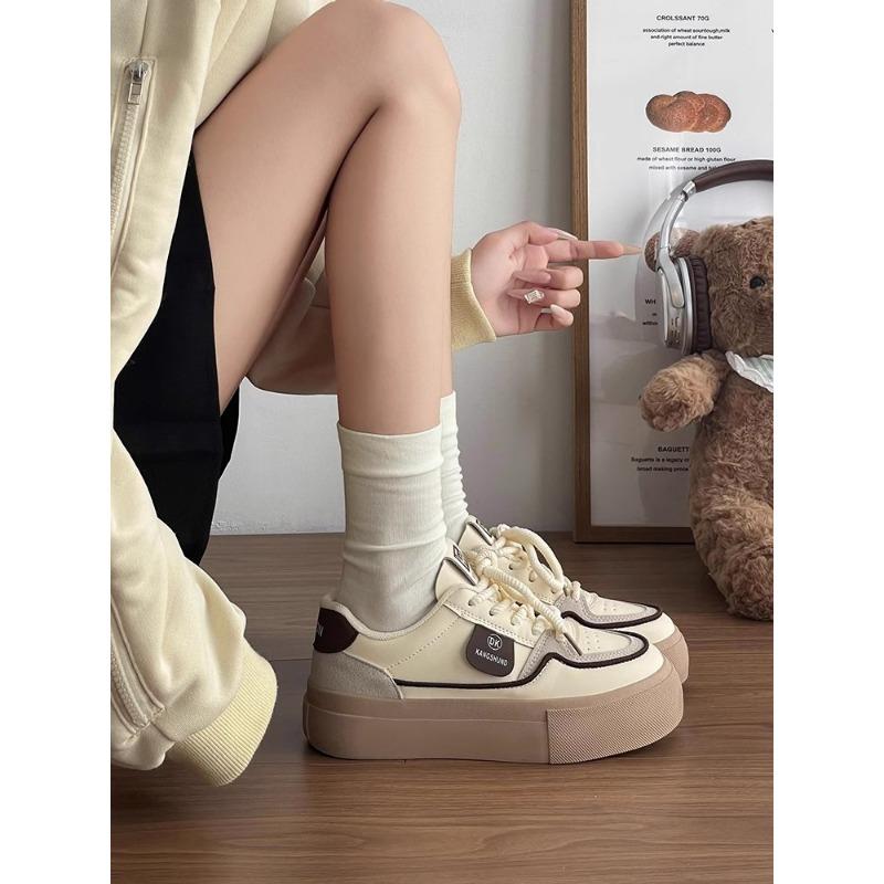 

Удобные кроссовки для тренировок Agander на толстой подошве, универсальные для женщин, ретро и нишевые белые кроссовки, повседневные кроссовки 39 хаки