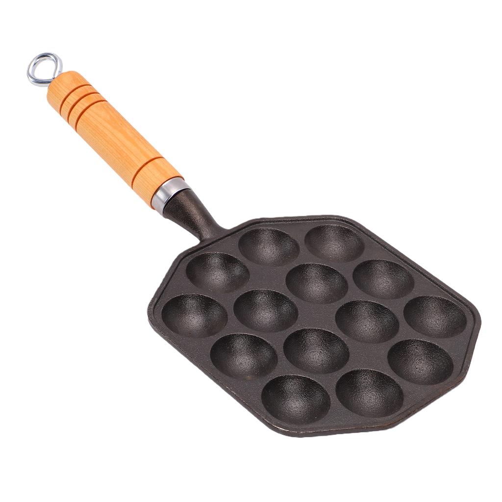 Sartén para Takoyaki de 14 Agujeros de Hierro Fundido Antiadherente con Mango Desmontable Fabricante Anti quemaduras de Bolas de Pulpo