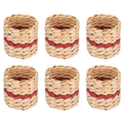 6Pcs Rattan Napkin Rings Woven Rustic Natural Napkin Ring Buckle for Table Decor Party Decoration Family Gatherings 2"x2"