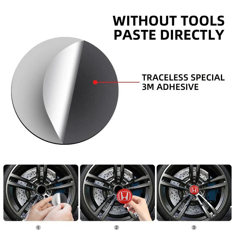MPC4 4Pcs Car Accessories Wheel Hub Center Metal Decals Sticker For Honda Civic Fit Jazz Accord Pilot CRV Odyssey Passport City HRV
