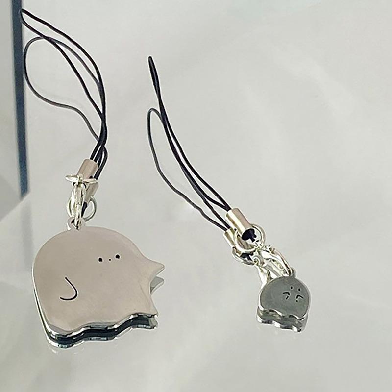 Lovely Metal Ghost Mobile Phone Lanyard Cute Ghost Phone Strap Cell Phone Chain Keychain For Halloween Gifts