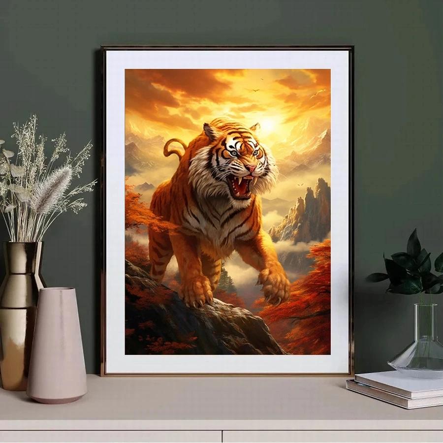 Pictură cu diamante cu strasuri 5D DIY, set de pictură cu diamante cu stras mozaic, set de picturi cu diamante, modelul Regele junglei