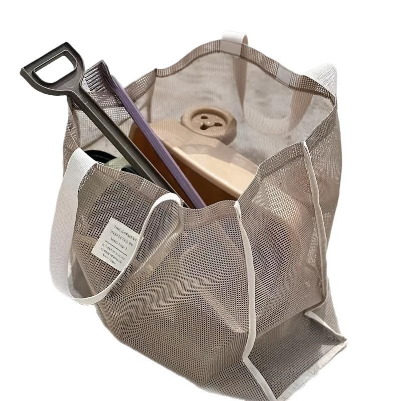 Parent-Child Beach Bag Mesh Portable Multi-Pocket Beach Bag Large Capacity Tote Bag Commuter Shoulder Bag Handbag