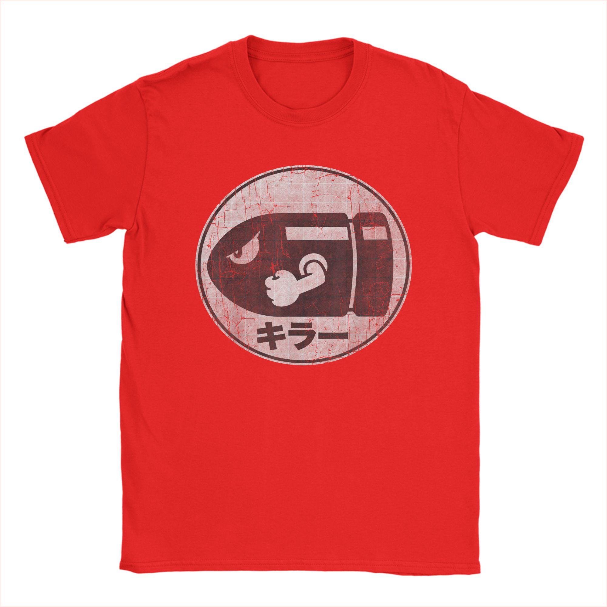 

Funny Super Marios Bullet Bill Distressed Kanji Logo TShirts Men Cotton T Shirt Short Sleeve Tee Shirt Plus Size Tops M