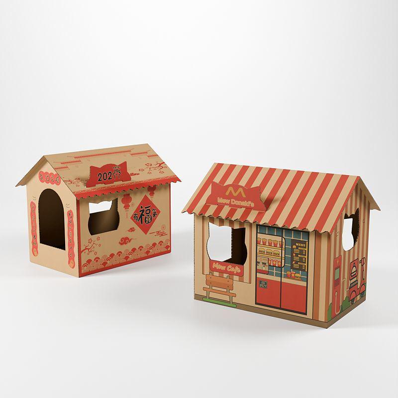 Large Cat Villa: Durable Cardboard Scratch House & Claw Sharpening Toy