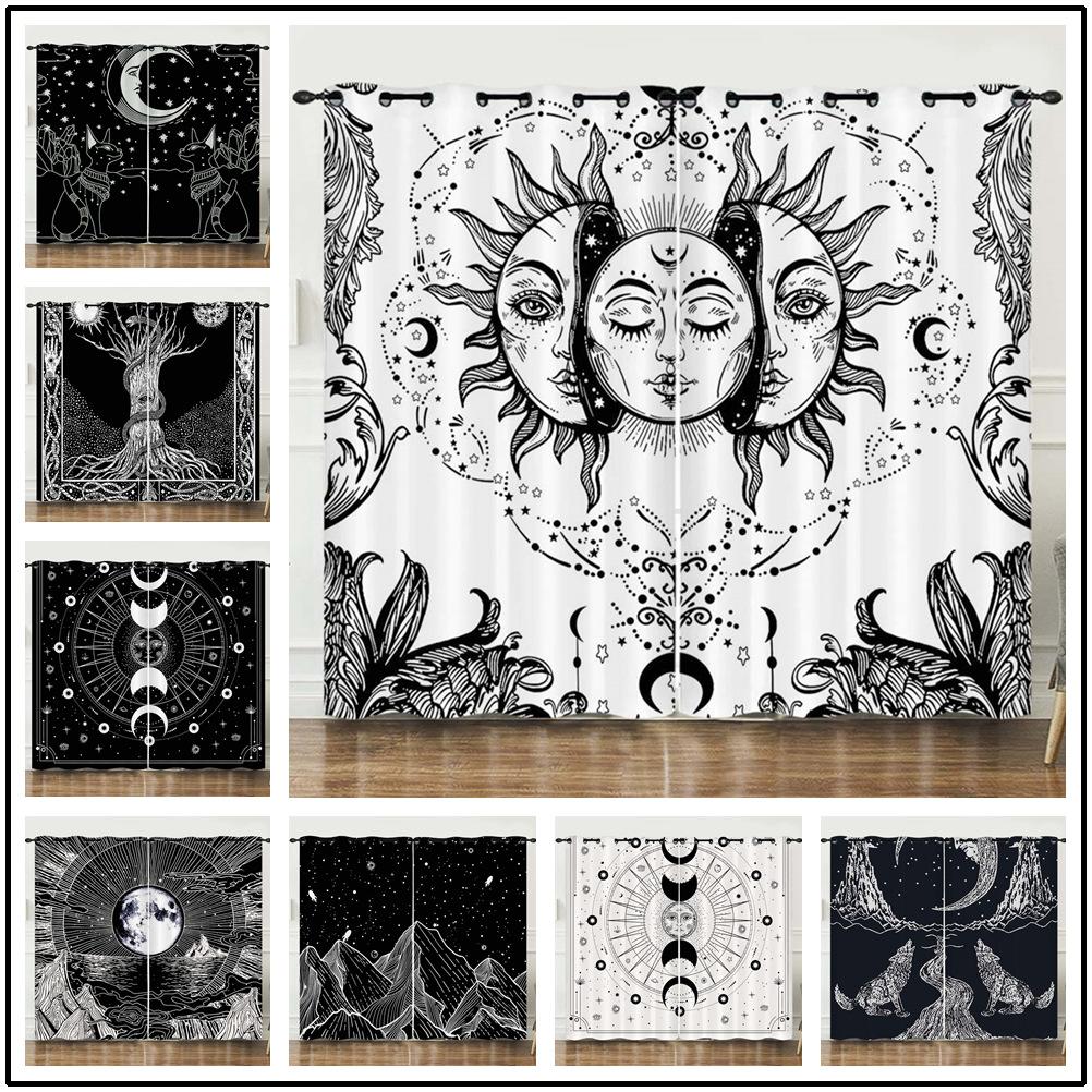 Curtains Good Night Series Moon Starry Sky Sunshade Digital Printing Blackout Curtain Free Of Punching