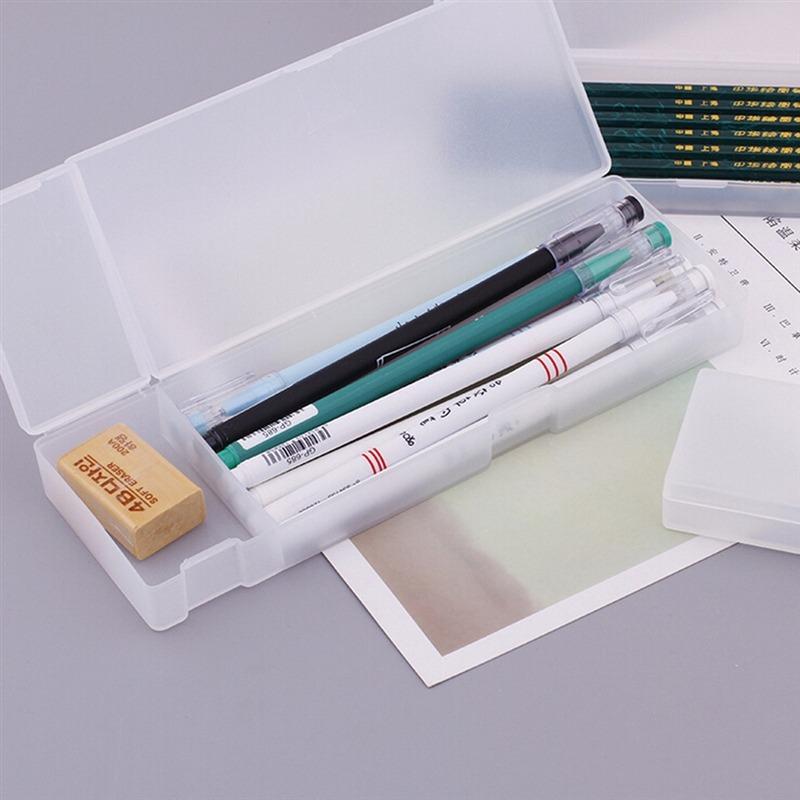 Small Hard Pencil Case with Snap Lid Stackable Plastic Crayon Box for Marker Capacity School Office Supply Organizer