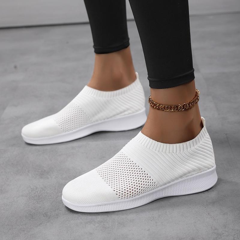 Ultra Light Women Casual Shoes Breathable Knitted Flats Light Elastic Walking Shoes Slip-on Loafers Soft Sole Driving Shoes