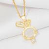 Wind Bunny Necklace Women'S Light Luxury High-End Cute Opal Pendant Exquisite Neck Chain