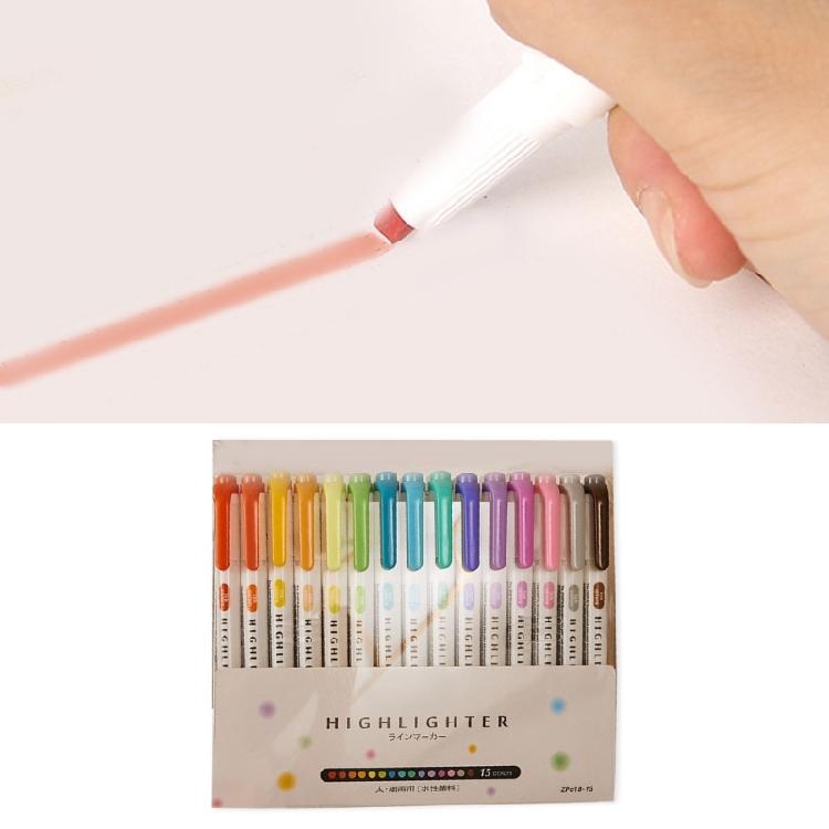 Double Headed Fluorescent Highlighter Pen 10/15Color Highlighters Marker for Planner Journal Scrapbooking Color Coding