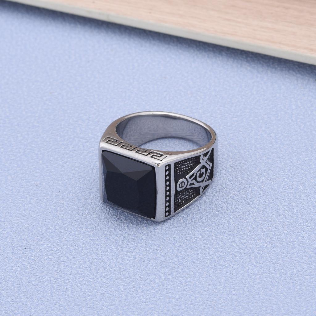 R3430 Freimaurerei Vergoldung Herren Hochwertig 316L Edelstahl Onyx Uhrenarmband Ringe Klassisch Trend Schmuckprodukt