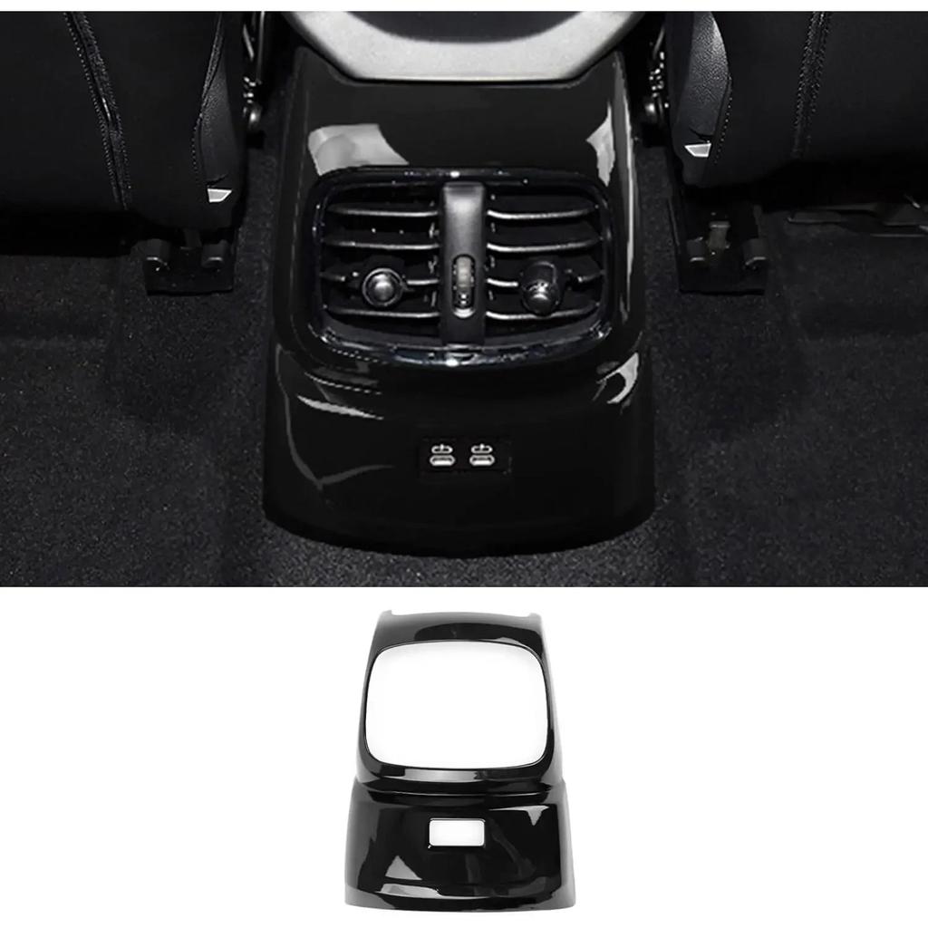 For BMW MINI F60 Rear Air Vent Frame Decoration Cigarette Lighter Charging Port Interior Trim Panel Carbon Fiber Look Black ABS