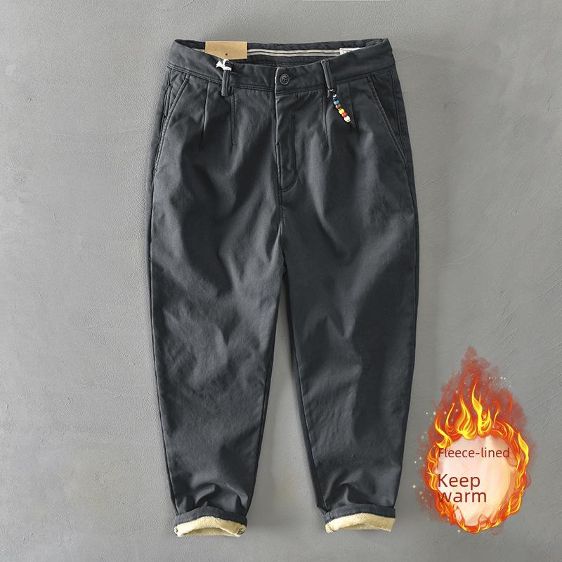 Z338 Męskie Bawełniane Ciepłe Kombinezony Casualowe Plus Aksamit - Edycja Jesienno-Zimowa