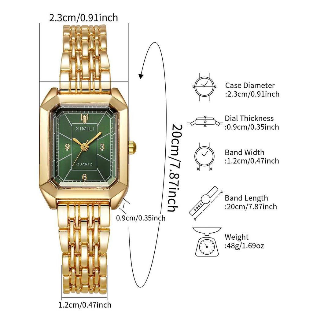 Ceas de mână de damă dreptunghiular la modă, cu quartz, ceasuri de damă cu brățară din oțel inoxidabil, ceas pentru fete, cadou