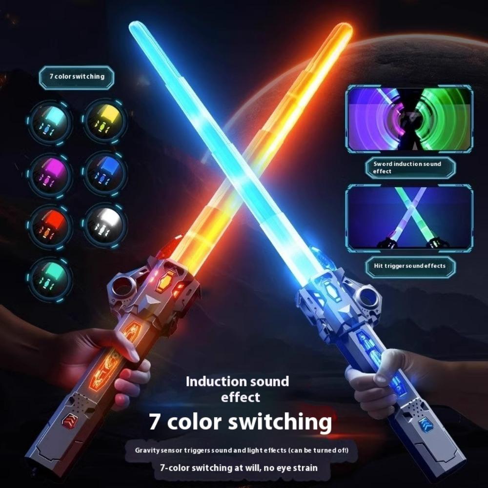 Laser Sword Two-in-one Seven-color Retractable Transformation Light Sword Star Wars Children's Stall Toy Night Market Explosion