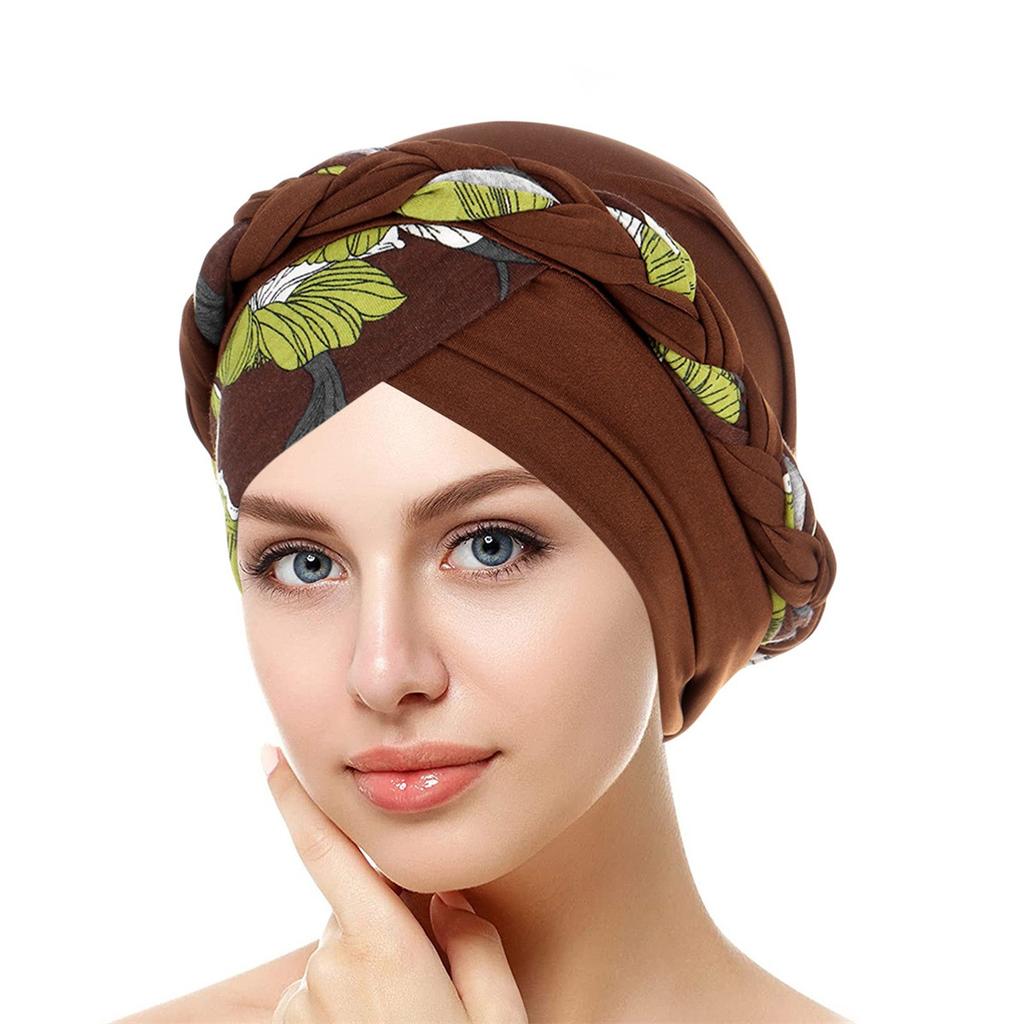 2024 New Crossed Forehead Muslim Hijab Caps Women Wrap Head Ramadan Soft Elastic Ladies Fashion Print Turban Bonnet
