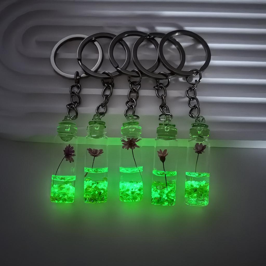 5 Pcs Creative Luminous Wishing Bottle Keychain Immortal Flower Bottle Pendant Couple Family Keychain Pendant