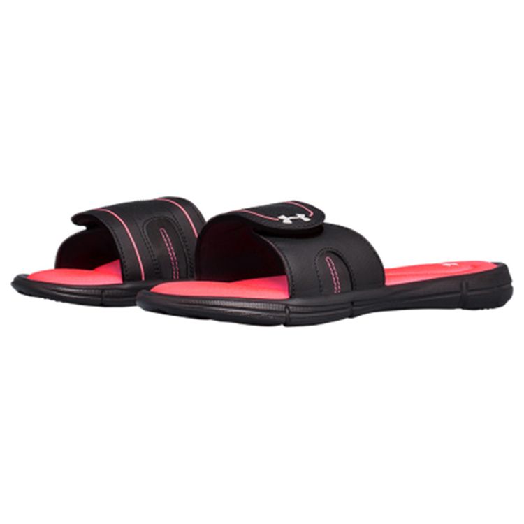 Under Armour Comfortable Rubber Sole Slide Sandals Women Footwear Black Red 1287319-004