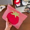 Versatile Red Plaid Tomato Makeup Bag Travel Large Capacity Toiletry Pouch Lightweight Cosmetic Case Lipstick Earphones Bag