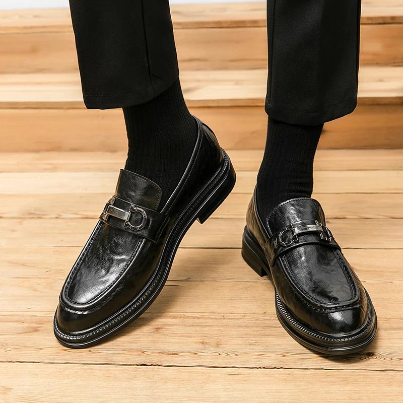 New Italian Handmade Leather Fashion Formal Loafers For Men Slip-ons Mens Casual Shoes Quality Moccasin Men's Business Flats