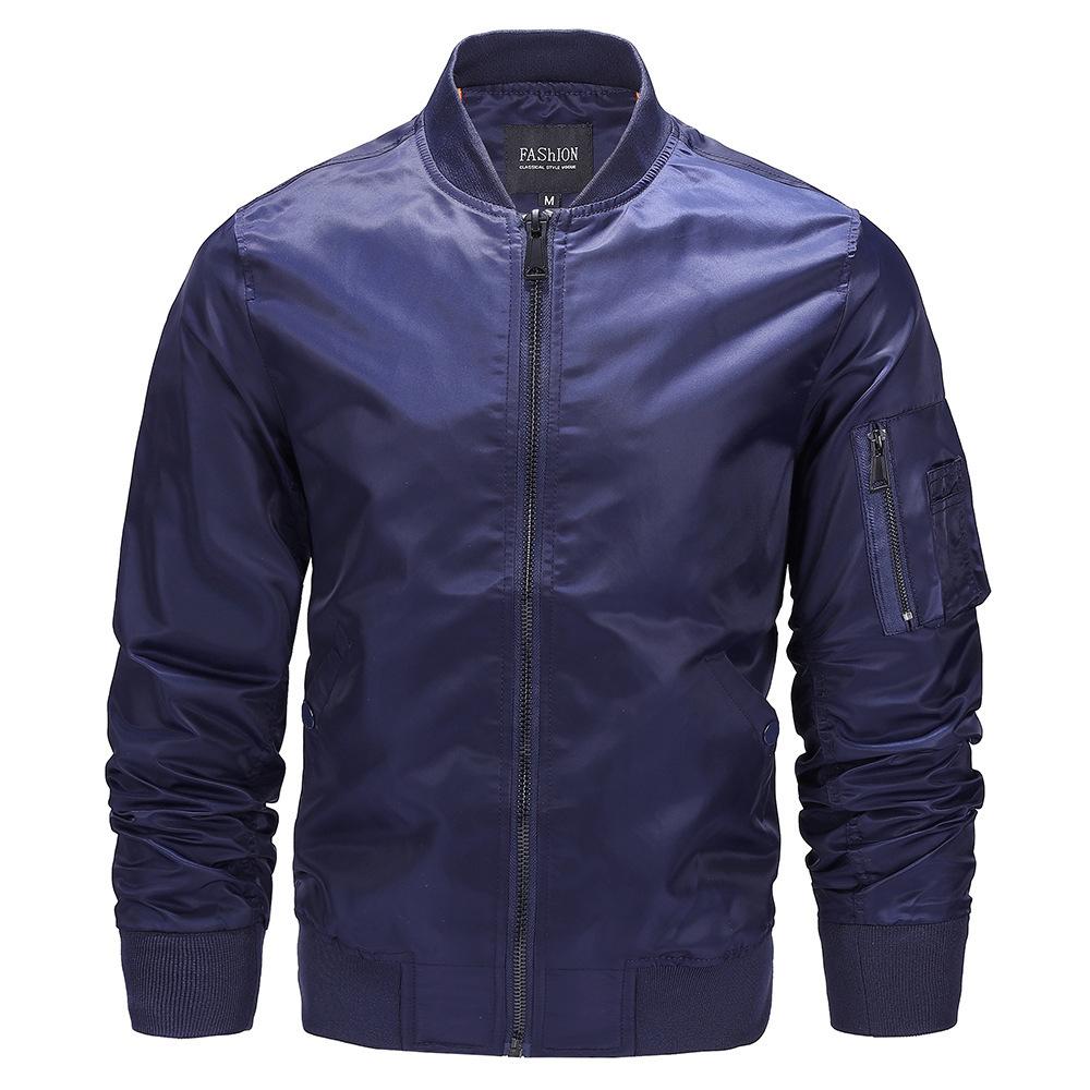 Chaqueta de béisbol para hombre, primavera y otoño, abrigo fino, cuello alto, chaqueta de vuelo de talla grande