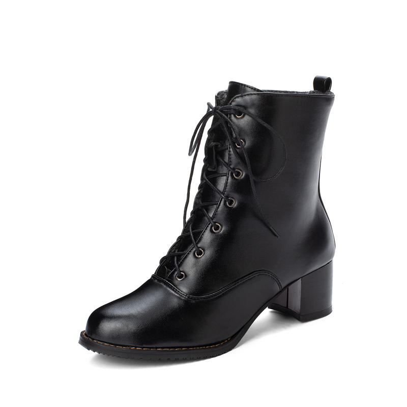 Women's High-heeled Short Boots Autumn and Winter Comfortable Versatile Thick-heeled Large-size Casual Short Boots