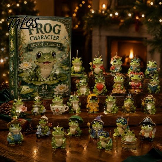 Christmas Tree Hanging Ornaments Frog Advent Calendar 2026, 24 Days Countdown with Pcs 2D Holiday Pendant Acrylic Ornaments, Cute Pendants for