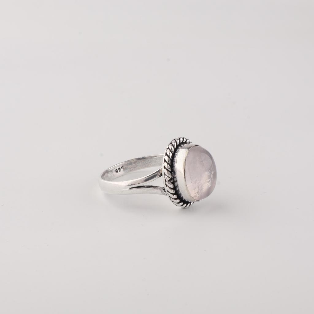 Natural Rose Quartz Gemstone 925 Sterling Silver Handcrafted Women Jewelry Ring Gift For Girls RR-84-26