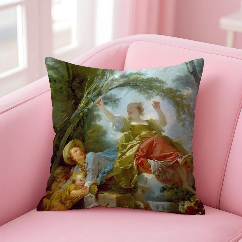 Rococo JJean Honore Fragonard Kissenbezug Kissenhülle Weicher Hautfreundlicher Stoff Komfort Verdeckter Reißverschluss