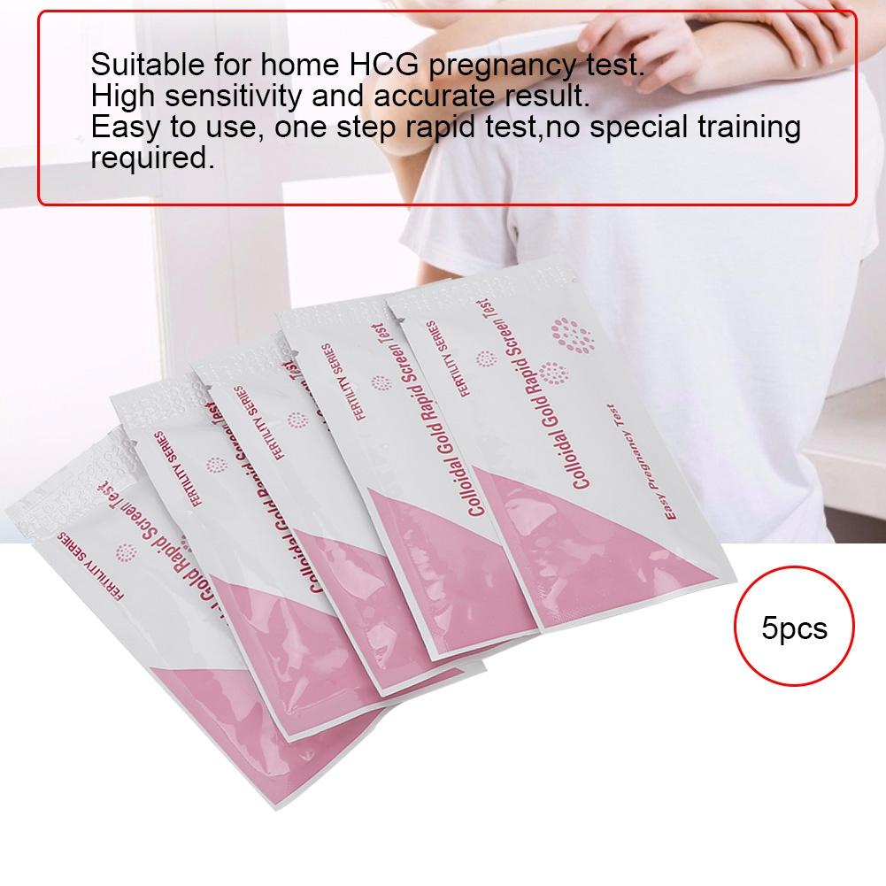 5 Stück HCG Schwangerschaftsteststreifen Kolloidales Gold Schnelltest für Frauen