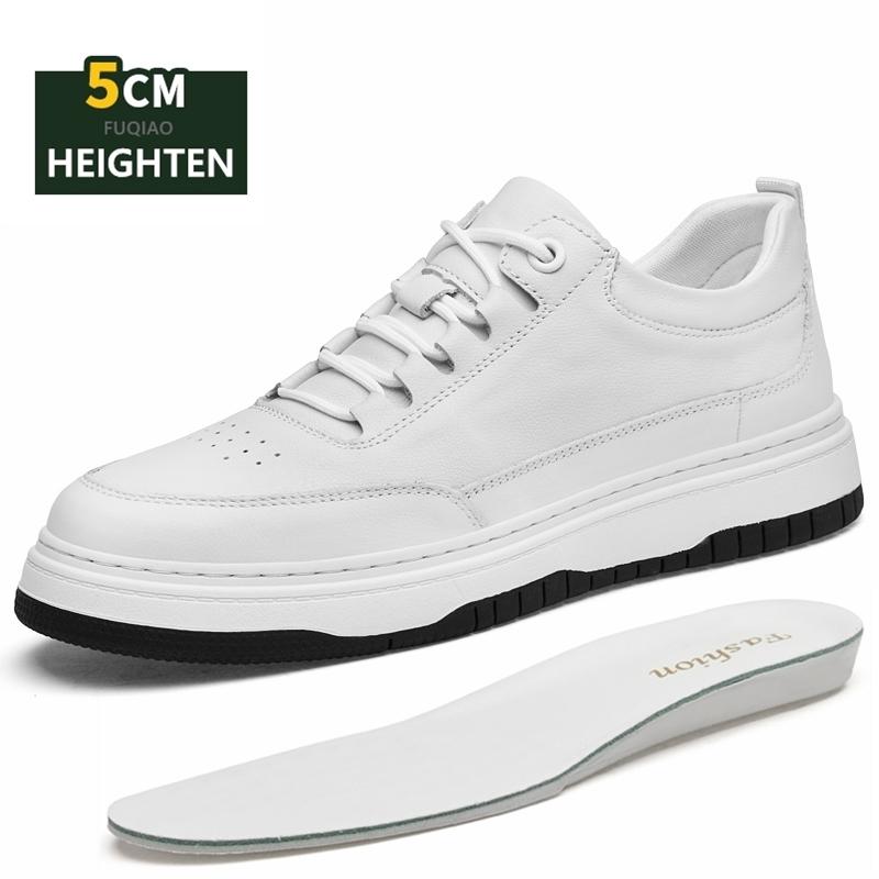 Fashion 5CM Hidden Height Increase Genuine Leather Casual Shoes Breathable Comfortable Elevator Sneakers for Men Women Fashion Anti-Slip