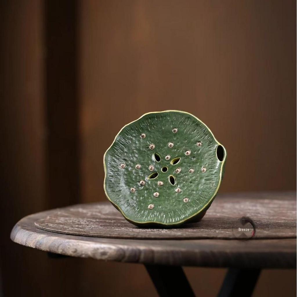 Yixing Handmade Zisha Lotus Pod Teapot Stand - Biomorphic Water-Storing Tea Mat for Gongfu Ceremony