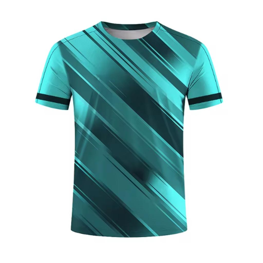 Men's 3D printed striped print breathable casual comfortable loose men's clothing sports T-shirt