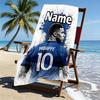 Personalisierbares Strandtuch mit Kylian Mbappe Aufdruck und individuellem Namen, für Reise Camping Strandparty Heimdekoration, Geburtstagsgeschenk für Familie & Freunde