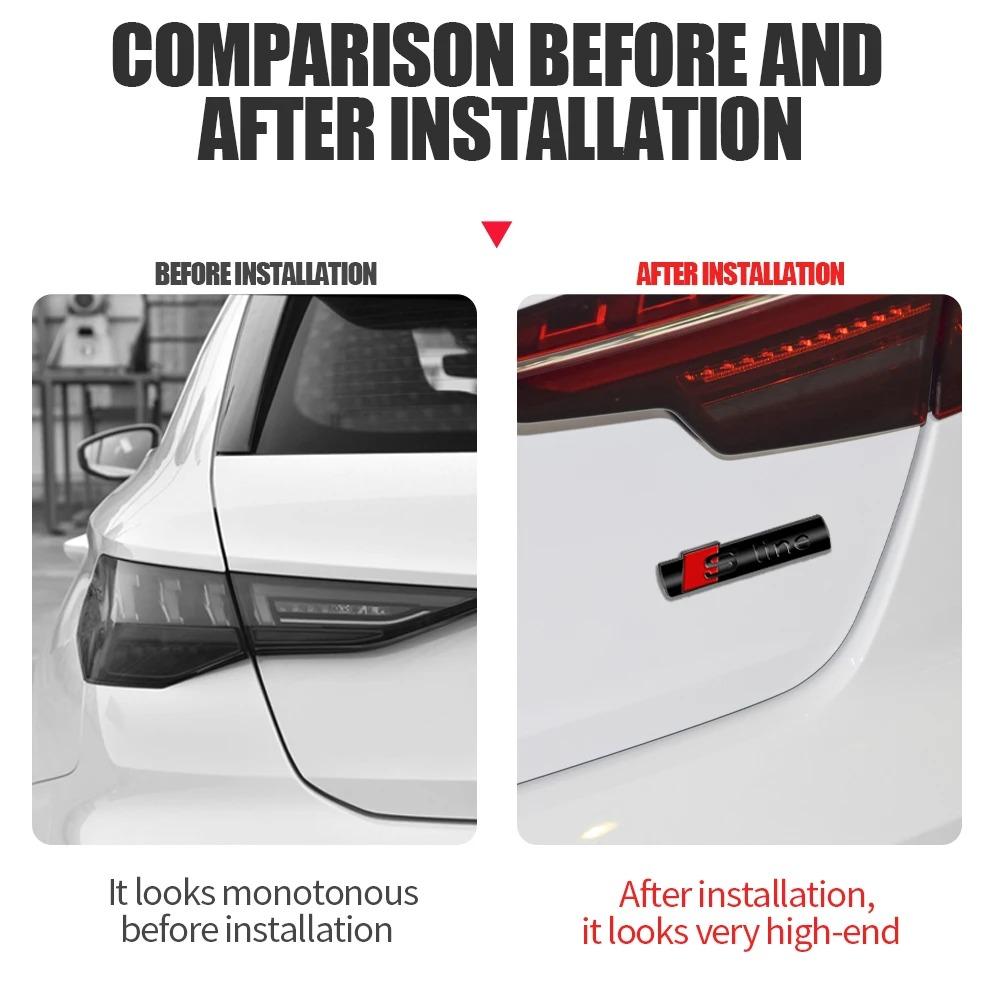 2 stk 3D Metal S Line Logo Emblemer Mærker Klistermærker Til Audi A3 A4 A5 A6 Q3 Q5 Q7 TT RS Bil Side Skærm Bagklap Dekoration Tilbehør