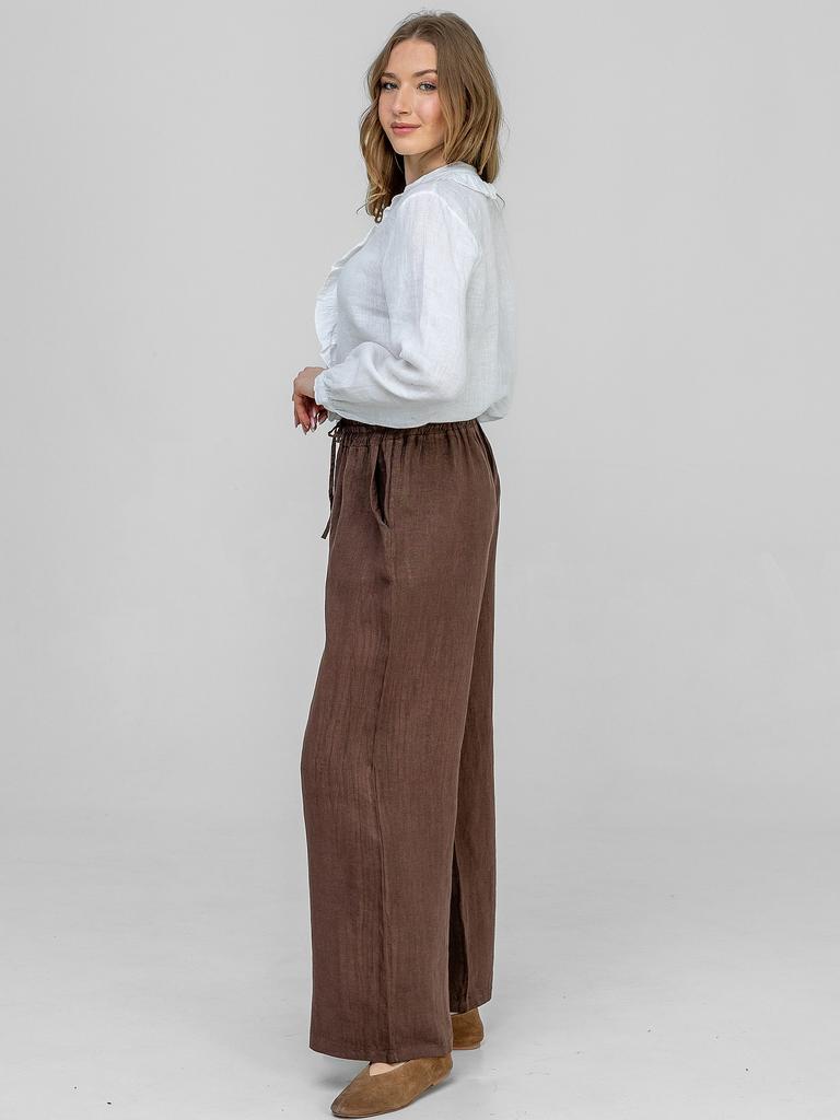 WOMEN' LINEN TROUSERS WITH ELASTIC WAIST