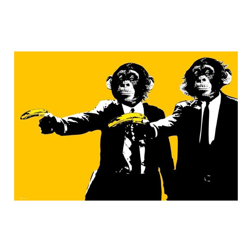 

Граффити-постер Banksy Street Art Смешная обезьяна Картина на холсте Печать Настенное искусство для домашнего декора спальни 20x30cm