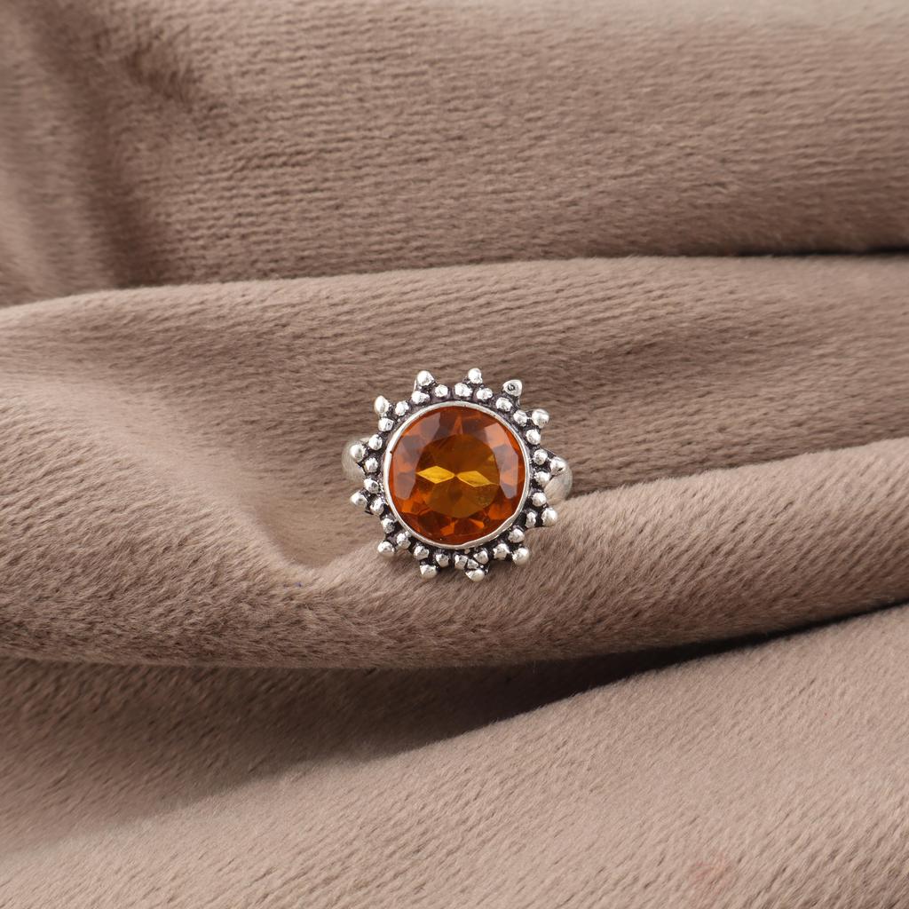 Citrine Gemstone Ring, Handmade Silver Jewelry, 925 Solid Sterling Silver Spiritual Ring, Gift For Her
